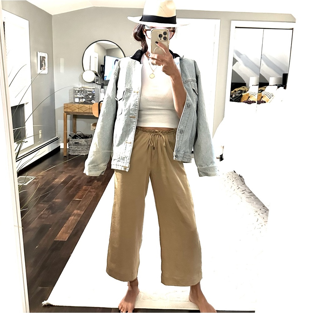 Lauren Ralph Lauren tan crop tie waist pants size 6 petite
